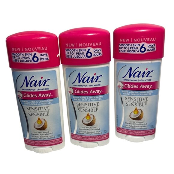 Nair Glides Away Sensitive Hair Remover Stick 93g With Coconut Oil & Vitamin E - Picture 1 of 5